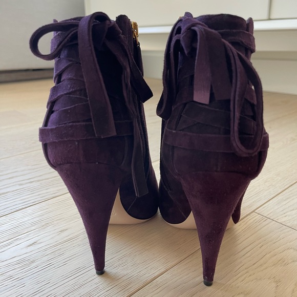 Rare find Miu Miu Suede Stiletto Bootie 7.5 dark purple - Picture 3 of 15